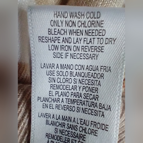 CALVIN KLEIN WOMEN'S MISSES SIZE LARGE BEIGE & WHITE STRIPES COLD SHOULDER TOP - Picture 9 of 12